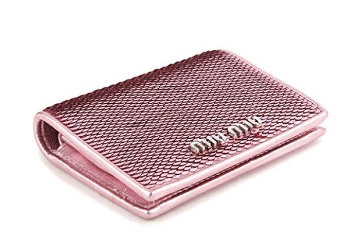 MIU MIU Womens Pink Sequin Bifold Leather Snap Wallet 5MV204