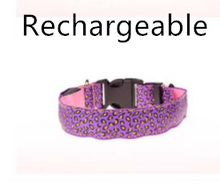 Load image into Gallery viewer, LED Dog Collar Safety Adjustable Nylon Leopard Pet Collar
