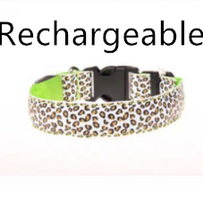 Load image into Gallery viewer, LED Dog Collar Safety Adjustable Nylon Leopard Pet Collar
