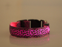 Load image into Gallery viewer, LED Dog Collar Safety Adjustable Nylon Leopard Pet Collar
