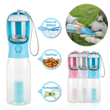 Load image into Gallery viewer, Portable Cat Dog Water Bottle Food Feeder Drinker Poop Dispenser 3 In 1 Leak-proof Multifunctional Dog Water Bottle Pet Products
